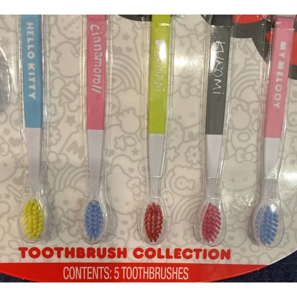 NEW Hello Kitty and Friends 5 Pack Toothbrush Collection +‎ Travel Cover Sealed